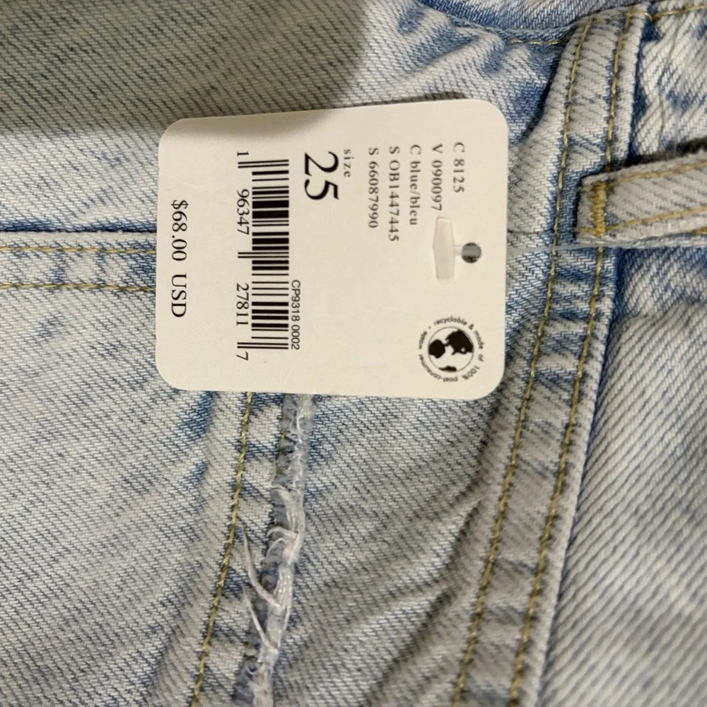 Free People We the Free Women Light Wash Blue Denim Jean Shorts 25 Festival New